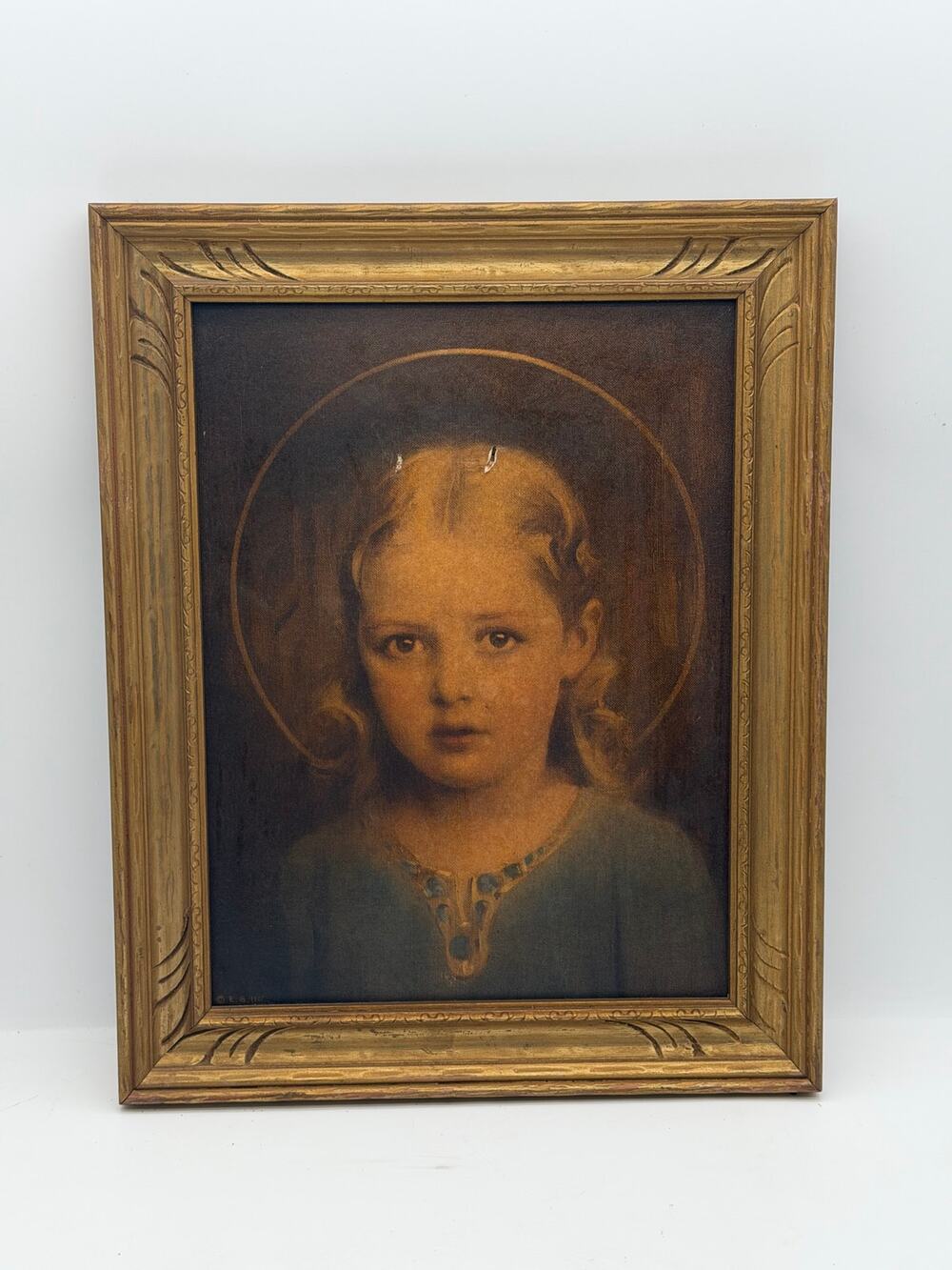 Antique C. Bosseron Chambers "Mary Most Holy" Framed Religious Print - 15" x 12"